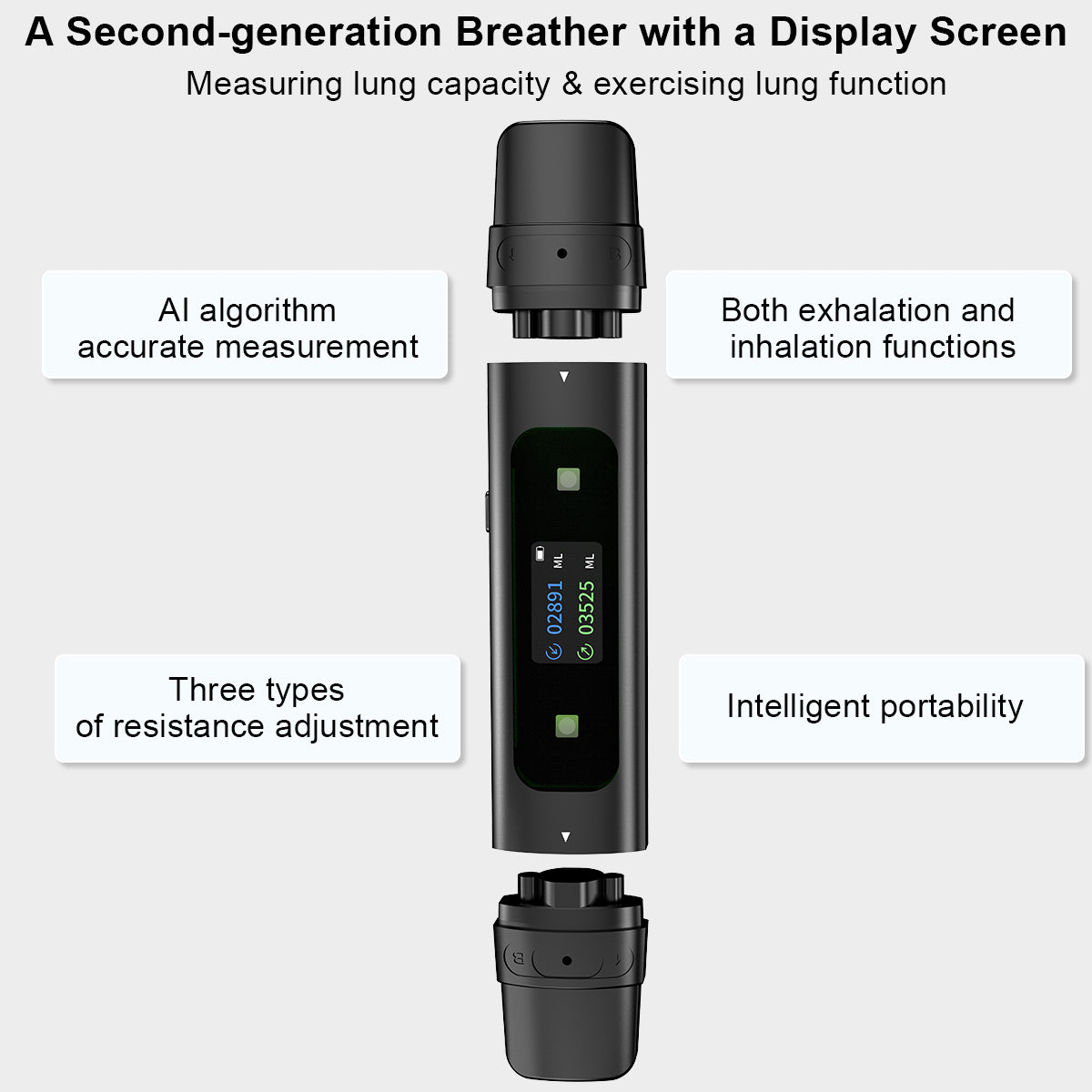 Smart Breathing Trainer Exercise Device to Strengthen Breathing Muscle Inspiratory Muscle Trainer