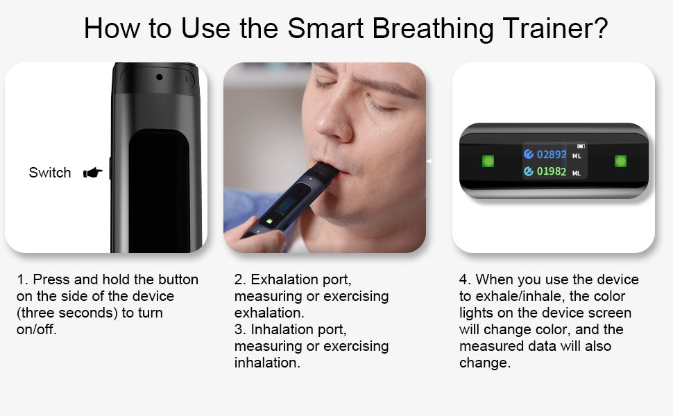 Smart Breathing Trainer Exercise Device to Strengthen Breathing Muscle Inspiratory Muscle Trainer